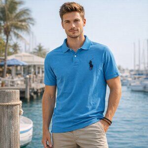 Polo Ralph Lauren Big Pony Polo Shirt Blue Black Black Embroidered Logo M